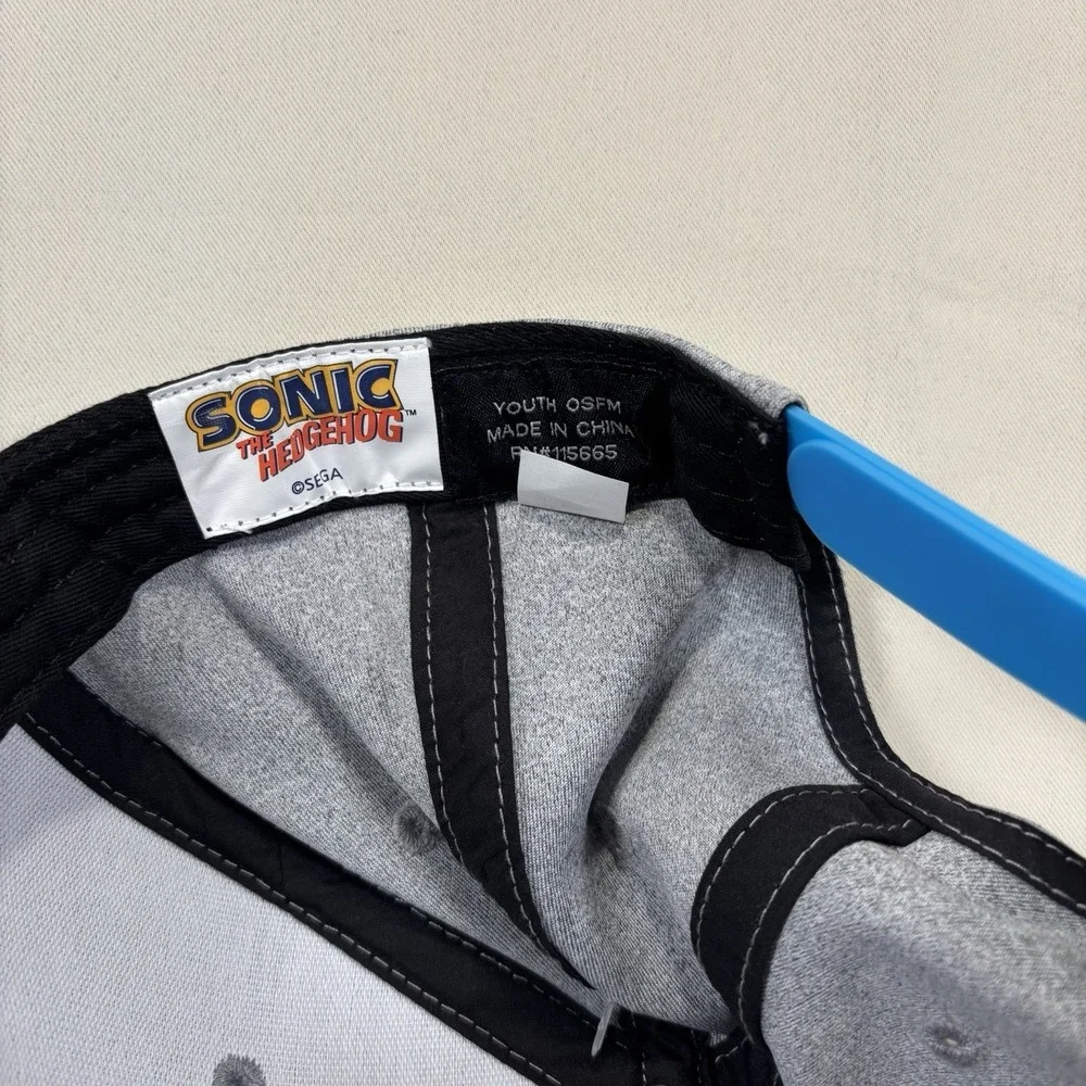 Sonic the Hedgehog Snapback Hat Youth OSFM Grey Blue Rubber Graphic SEGA Cap